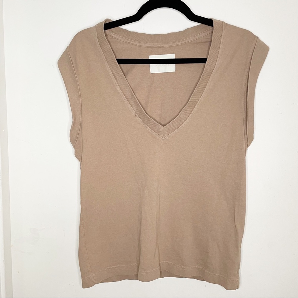 Citizens of Humanity Eugenie V Neck sleeveless Tank Top Tan Medium chaga - Picture 5 of 13